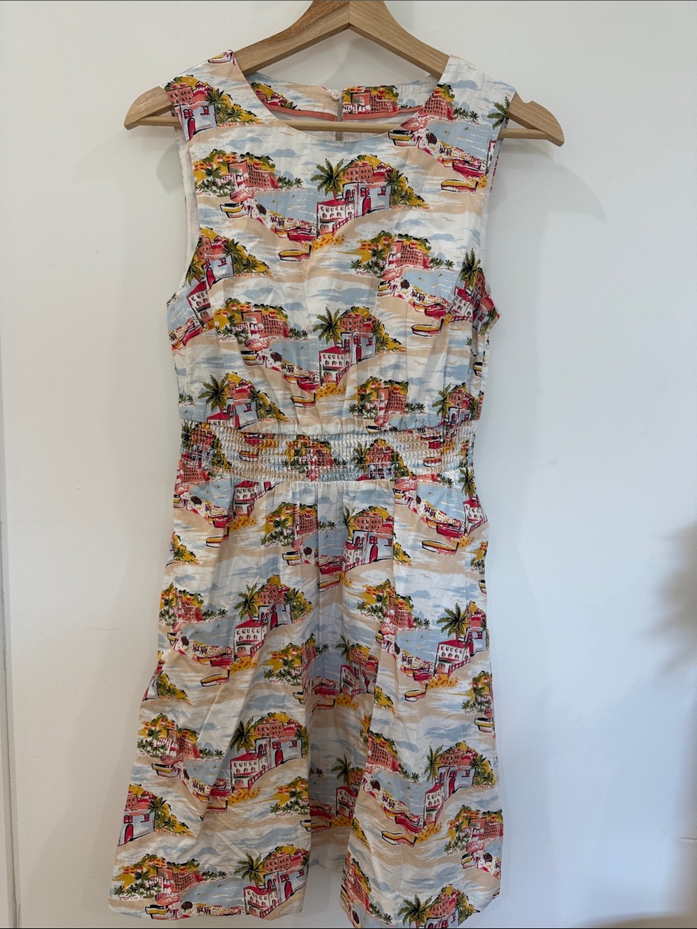 Boden Sleeveless Coastal Print Mini Dress in Light Blue and Pink - Picture 4 of 12